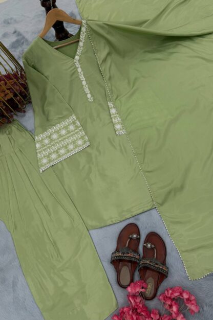 PD 1095 LIGHT GREEN KURTIS WITH PLAZZO COLLLECTION ONLINE - Image 2