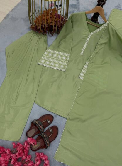 PD 1095 LIGHT GREEN KURTIS WITH PLAZZO COLLLECTION ONLINE - Image 3