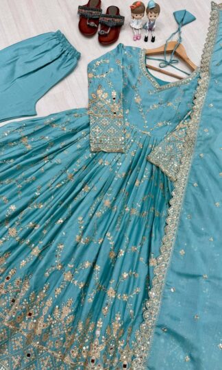 PD1097 SKY BLUE FANCY ANARKALI GOWN SET SUPPLIERPD1097 SKY BLUE FANCY ANARKALI GOWN SET SUPPLIER