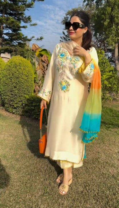 SRK 5257 SATIN TOP BOTTOM & DUPATTA SET WITH PRICE - Image 3