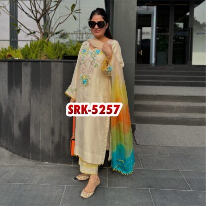 SRK 5257 SATIN TOP BOTTOM & DUPATTA SET WITH PRICE