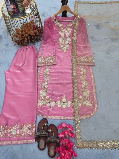 AD199 PINK DESIGNER READYMADE TOP PLAZZO WHOLESALE