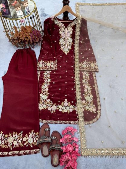 AD199 MAROON TOP PLAZZO ONLINE SHOPPING IN INDIA