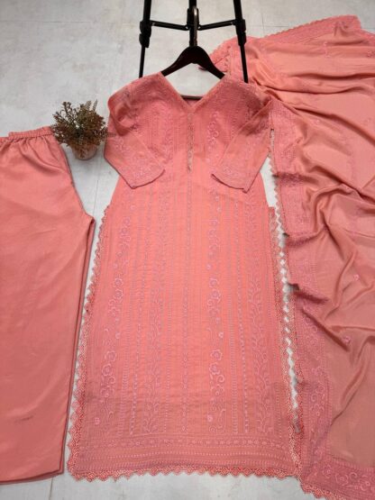 BE 322 PEACH RICH COMBINATION PLAZZO SET AT BEST PRICE - Image 2