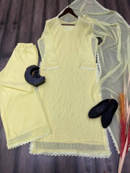 BE 170 YELLOW RICH COMBINATION TOP PLAZO WITH DUPATTA