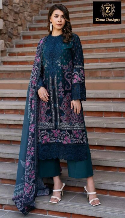 ZIAAZ DESIGNS 887 SEMI STITCHED PAKISATNI SUITS WITH PRICE