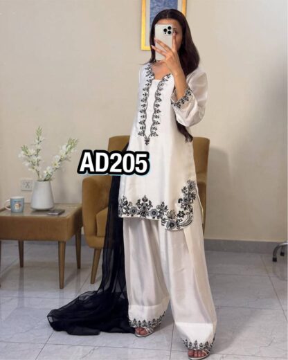 AD205 NATURAL CREPE TOP & FARSHI PLAZZO WITH DUPATTA FOR WOMEN AD205 NATURAL CREPE TOP & FARSHI PLAZZO, BEST QUALITY PAKISTANI SUITS, ONLINE SHOPPING SUITS, PAKISTANI SALWAR KAMEEZ, PAKISTANI SUITS AT MANUFACTURER PRICE, PAKISTANI SUITS BEST PRICE, PAKISTANI SUITS IN SURAT, PAKISTANI SUITS ONLINE SHOPPING  AD, ANAMSA, Gown, PLAZZO, READYMADE, Single, Suits, VRINDAVAN FASHION