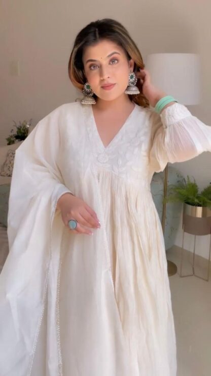 AKSHAR DESIGNER CHANDERI SILK ANARKALI GOWN AT BEST PRICE