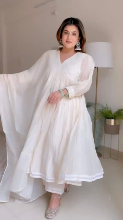 AKSHAR DESIGNER CHANDERI SILK ANARKALI GOWN AT BEST PRICE - Image 4