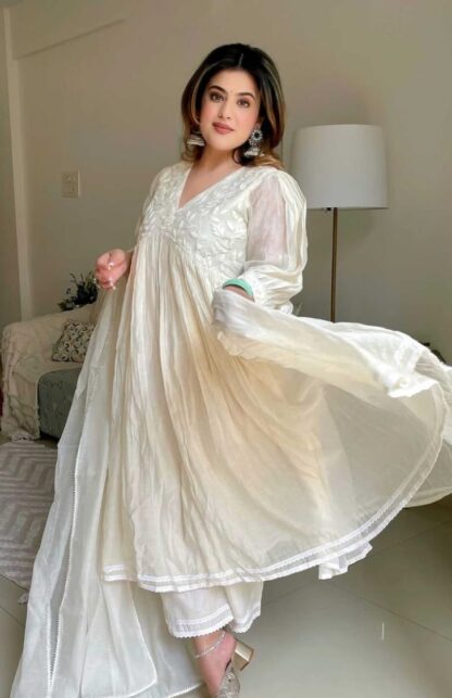 AKSHAR DESIGNER CHANDERI SILK ANARKALI GOWN AT BEST PRICE - Image 5