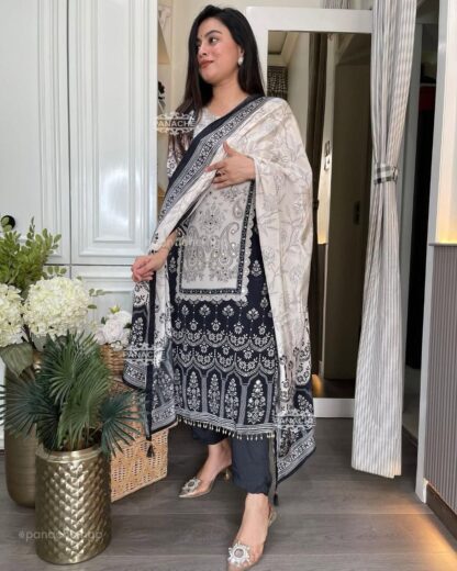 BE 337 PRINTED WORK WITH MIROR WORK SALWAR SUITS FOR WOMEN - Image 9
