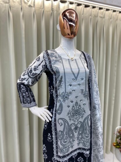 BE 337 PRINTED WORK WITH MIROR WORK SALWAR SUITS FOR WOMEN - Image 5