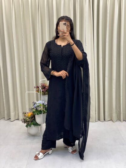 BE 354 BLACK GEORGETTE WITH EMBROIDERY SUIT WITH DUPATTA ONLINE BE 354 BLACK, BEST QUALITY PAKISTANI SUITS, ONLINE SHOPPING SUITS, PAKISTANI SALWAR KAMEEZ, PAKISTANI SUITS AT MANUFACTURER PRICE, PAKISTANI SUITS BEST PRICE, PAKISTANI SUITS IN SURAT, PAKISTANI SUITS ONLINE SHOPPING  BE, READYMADE, Single, Suits, THE LIBAS COLLECTION
