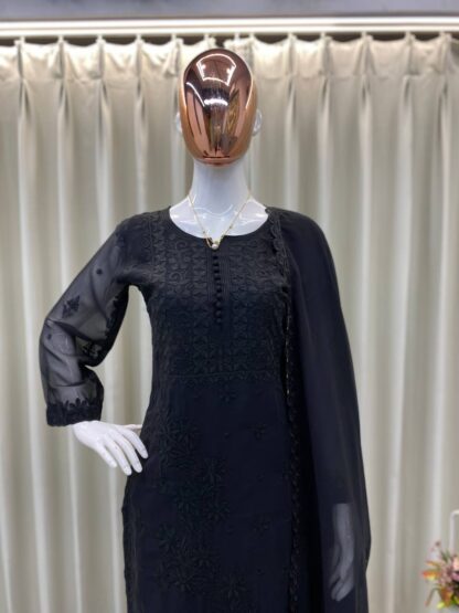 BE 354 BLACK GEORGETTE WITH EMBROIDERY SUIT WITH DUPATTA ONLINE BE 354 BLACK, BEST QUALITY PAKISTANI SUITS, ONLINE SHOPPING SUITS, PAKISTANI SALWAR KAMEEZ, PAKISTANI SUITS AT MANUFACTURER PRICE, PAKISTANI SUITS BEST PRICE, PAKISTANI SUITS IN SURAT, PAKISTANI SUITS ONLINE SHOPPING  BE, READYMADE, Single, Suits, THE LIBAS COLLECTION