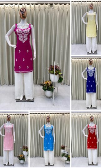 BE 364 DESIGNER AND REGULAR WEAR TOP AND PLAZZO WITH EMBROIDERY WORKBE 364 DESIGNER AND REGULAR WEAR TOP AND PLAZZO WITH EMBROIDERY WORK