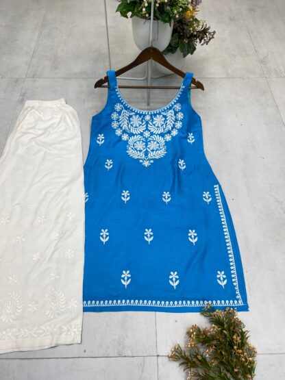 BE 364 DESIGNER AND REGULAR WEAR TOP AND PLAZZO WITH EMBROIDERY WORK BE 362 CHINON, BEST QUALITY PAKISTANI SUITS, ONLINE SHOPPING SUITS, PAKISTANI SALWAR KAMEEZ, PAKISTANI SUITS AT MANUFACTURER PRICE, PAKISTANI SUITS BEST PRICE, PAKISTANI SUITS IN SURAT, PAKISTANI SUITS ONLINE SHOPPING  BE, READYMADE, Single, Suits, THE LIBAS COLLECTION