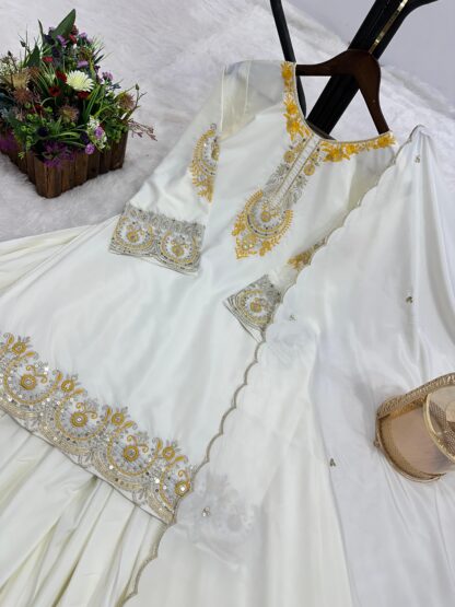 HK 1704 WHITE DESIGNER PARTY WEAR PLAZZO SET FOR WOMEN HK 1704 WHITE, KURTIS WHOLESALER  HK, PLAZZO, READYMADE, SHARARA, Single, Suits