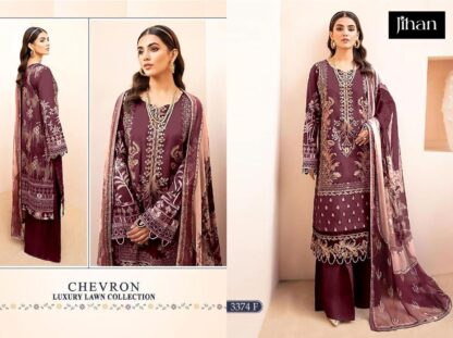 JIHAN 3374 F CHEVRON LUXURY LAWN COLLECTION PAKISTANI SUITS WITH PRICE JIHAN 3374 F CHEVRON LUXURY LAWN COLLECTION, PAKISTANI SUITS AT THE BEST PRICE, SALWAR KAMEEZ WHOLESALE, SALWAR SUITS IN SINGLE  JIHAN, Pakistani Suits, Salwar Kameez, Single, Suits