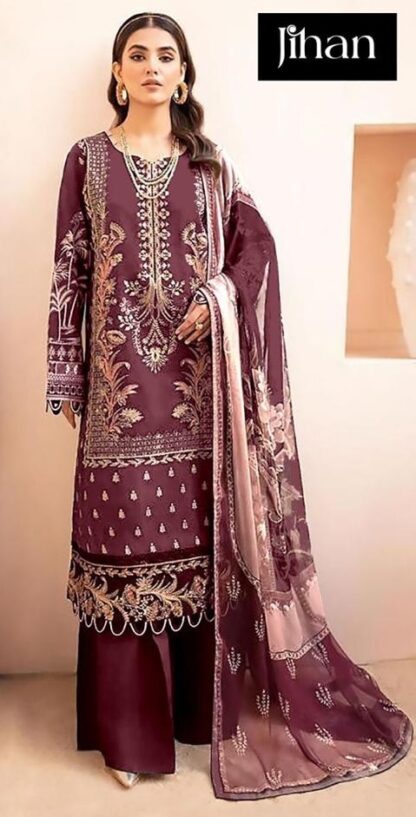 JIHAN 3374 F CHEVRON LUXURY LAWN COLLECTION PAKISTANI SUITS WITH PRICE JIHAN 3374 F CHEVRON LUXURY LAWN COLLECTION, PAKISTANI SUITS AT THE BEST PRICE, SALWAR KAMEEZ WHOLESALE, SALWAR SUITS IN SINGLE  JIHAN, Pakistani Suits, Salwar Kameez, Single, Suits