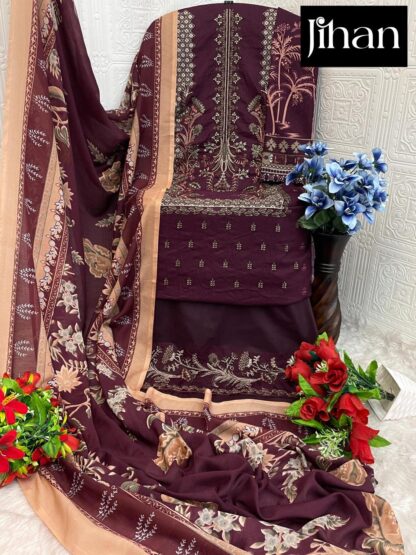 JIHAN 3374 F CHEVRON LUXURY LAWN COLLECTION PAKISTANI SUITS WITH PRICE JIHAN 3374 F CHEVRON LUXURY LAWN COLLECTION, PAKISTANI SUITS AT THE BEST PRICE, SALWAR KAMEEZ WHOLESALE, SALWAR SUITS IN SINGLE  JIHAN, Pakistani Suits, Salwar Kameez, Single, Suits