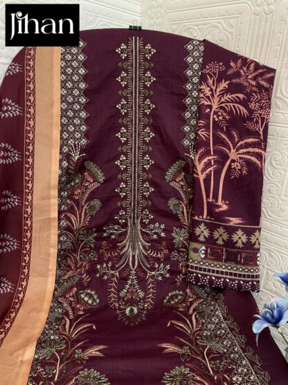 JIHAN 3374 F CHEVRON LUXURY LAWN COLLECTION PAKISTANI SUITS WITH PRICE JIHAN 3374 F CHEVRON LUXURY LAWN COLLECTION, PAKISTANI SUITS AT THE BEST PRICE, SALWAR KAMEEZ WHOLESALE, SALWAR SUITS IN SINGLE  JIHAN, Pakistani Suits, Salwar Kameez, Single, Suits