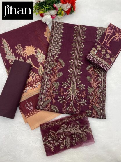JIHAN 3374 F CHEVRON LUXURY LAWN COLLECTION PAKISTANI SUITS WITH PRICE JIHAN 3374 F CHEVRON LUXURY LAWN COLLECTION, PAKISTANI SUITS AT THE BEST PRICE, SALWAR KAMEEZ WHOLESALE, SALWAR SUITS IN SINGLE  JIHAN, Pakistani Suits, Salwar Kameez, Single, Suits