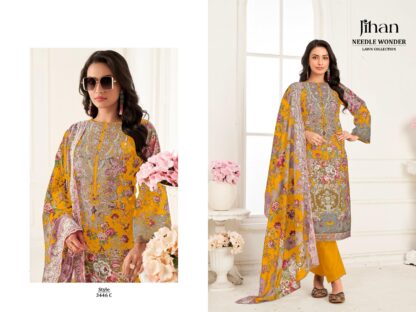 JIHAN 3446 C NEEDLE WONDER LAWN COLLECTION VOL-4 SUITS
