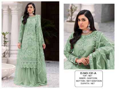 KF 131 A NET WITH SEQUENCE EMBROIDERY WORK PAKISTANI SUITS SINGLE PIECE BUY