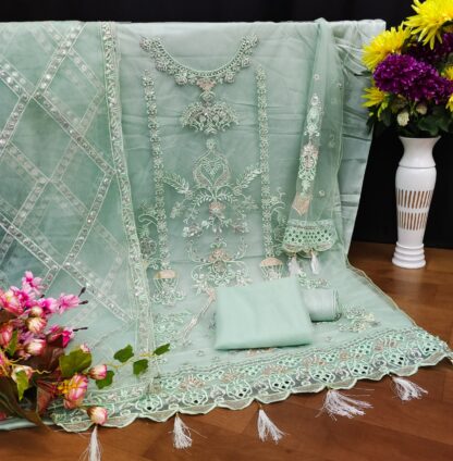 KF 131 A NET WITH SEQUENCE EMBROIDERY WORK PAKISTANI SUITS SINGLE PIECE BUY - Image 2