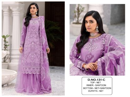 KF 131 C NET WITH SEQUENCE EMBROIDERY WORK PAKISTANI SUITS ONLINE SUPPLIER