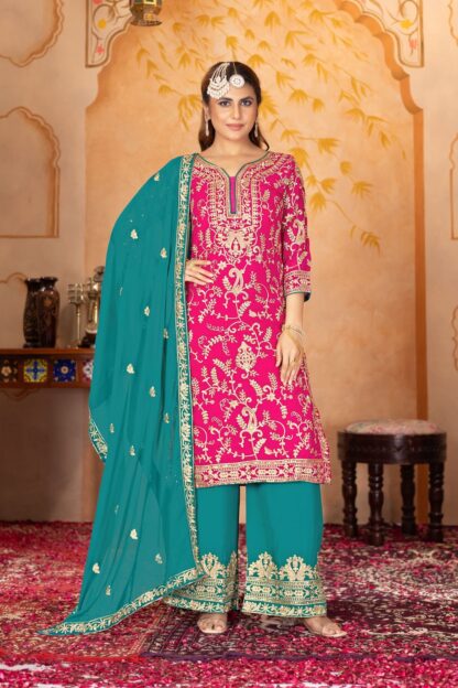 KF 1687 RANI GEORGETTE FANCY PAKISTANI STYLE PLAZZO SET WHOLESALE BEST QUALITY PAKISTANI SUITS, KF 1687 RANI, ONLINE SHOPPING SUITS, PAKISTANI SUITS BEST PRICE, PAKISTANI SUITS MANUFACTURER IN SURAT, SALWAR KAMEEZ WHOLESALE  COTTON SUITS, JIHAN, Pakistani Suits, Single, Suits