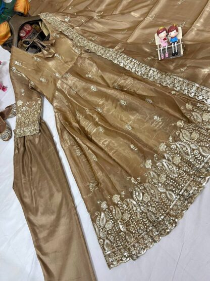 LC 1364 MUSTARD JIMMI CHU GOWN SET AT BEST PRICE IN SURAT - Image 4