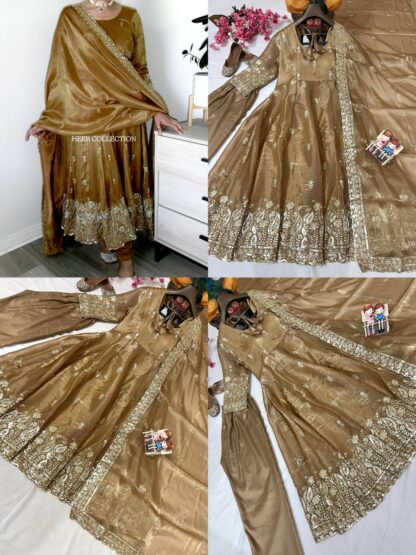 LC 1364 MUSTARD JIMMI CHU GOWN SET AT BEST PRICE IN SURAT - Image 5
