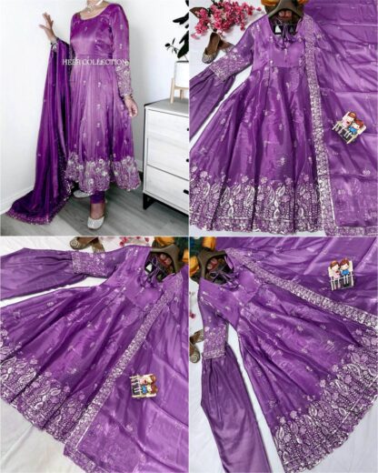 LC 1364 PURPLE JIMMI CHU GOWN SET WHOLESALE PRICE