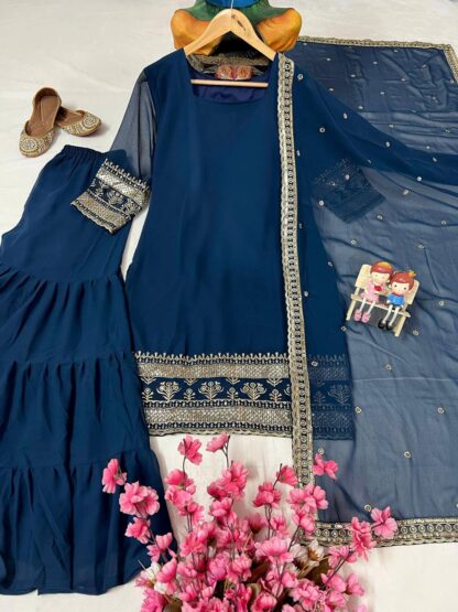 LC 1368 FLAIRED KURTI & SHARARA SET DEALER IN SURAT - Image 2