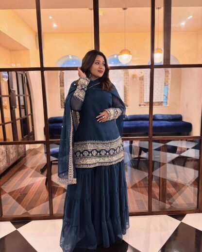 LC 1368 FLAIRED KURTI & SHARARA SET DEALER IN SURAT - Image 12