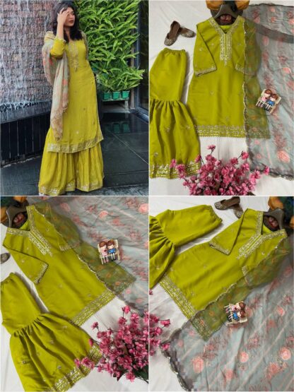 LC 1369 ROMAN SILK COTTON KURTI & SHARARA SET MANUFACTURER - Image 11