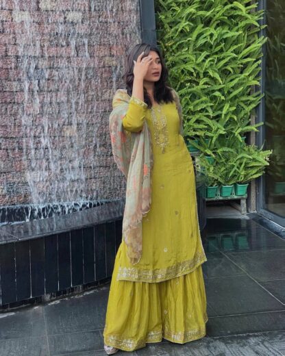 LC 1369 ROMAN SILK COTTON KURTI & SHARARA SET MANUFACTURER - Image 9