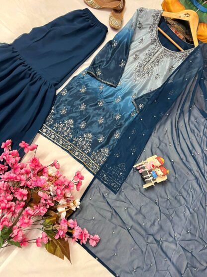 LC 1370 CHINON SILK KURTI & SHARARA SET ONLINE SHOPPING - Image 4