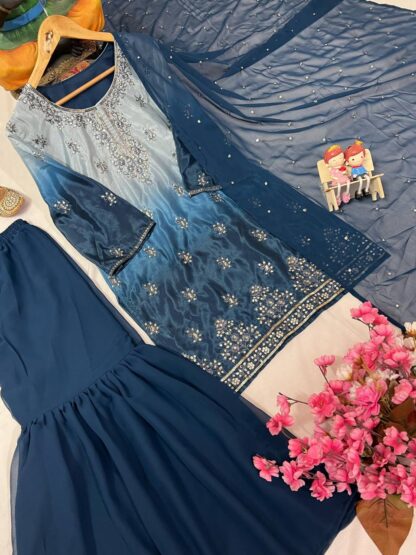 LC 1370 CHINON SILK KURTI & SHARARA SET ONLINE SHOPPING - Image 3