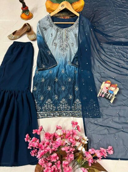 LC 1370 CHINON SILK KURTI & SHARARA SET ONLINE SHOPPING - Image 2