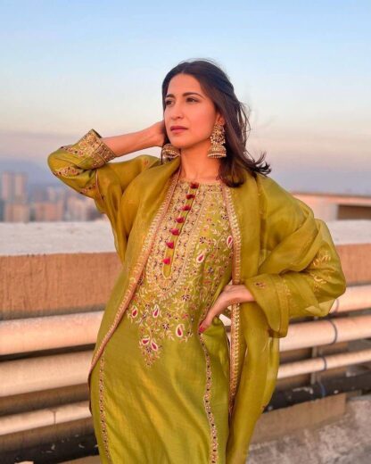 LC 1218 CHINNON SILK PLAZZO SET WHOLESALE IN SURAT - Image 6