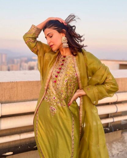 LC 1218 CHINNON SILK PLAZZO SET WHOLESALE IN SURAT - Image 5