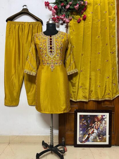 LC 1218 CHINNON SILK PLAZZO SET WHOLESALE IN SURAT - Image 2