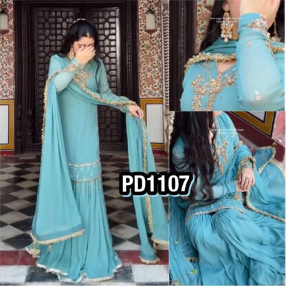 PD1107 GEORGETTE READYMADE PLAZZO WHOLESALE ONLINE PD1107 GEORGETTE READYMADE, SALWAR KAMEEZ WHOLESALER  PD, READYMADE, Single, Suits