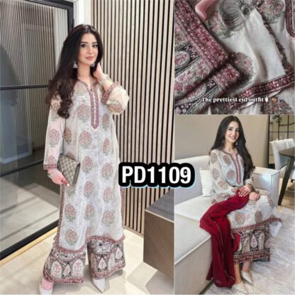 PD1109 GEORGETTE READYMADE TOP PLAZZO & DUPATTA ONLINE SUPPLIER PD1109 GEORGETTE READYMADE, SALWAR KAMEEZ WHOLESALER  PD, READYMADE, Single, Suits