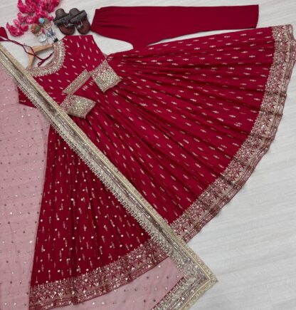 PD1111 PARTY WEAR CHINON SILK GOWN SET WITH PRICE PD1111, SALWAR KAMEEZ WHOLESALER  CO ORD SET, PD, PLAZZO, Single, Suits
