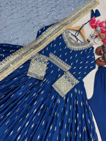 PD1111 PARTY WEAR CHINON SILK GOWN SET WITH PRICE PD1111, SALWAR KAMEEZ WHOLESALER  CO ORD SET, PD, PLAZZO, Single, Suits