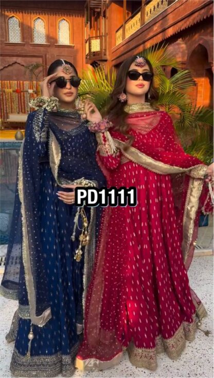 PD1111 PARTY WEAR CHINON SILK GOWN SET WITH PRICE PD1111, SALWAR KAMEEZ WHOLESALER  CO ORD SET, PD, PLAZZO, Single, Suits