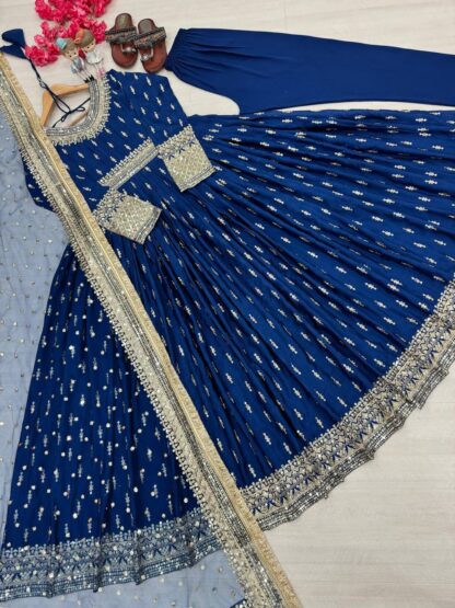 PD1111 PARTY WEAR CHINON SILK GOWN SET WITH PRICE PD1111, SALWAR KAMEEZ WHOLESALER  CO ORD SET, PD, PLAZZO, Single, Suits